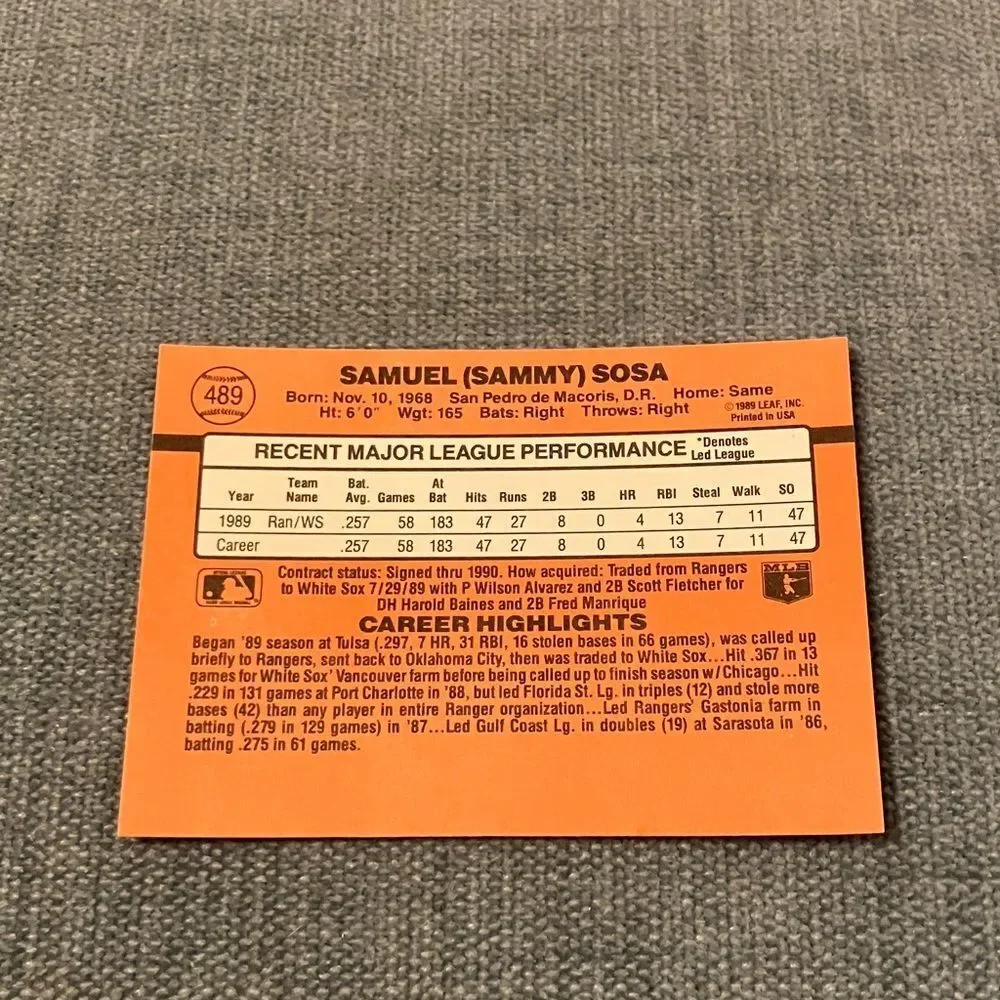 1990 Donruss Chicago White Sox Baseball Card Trading Card